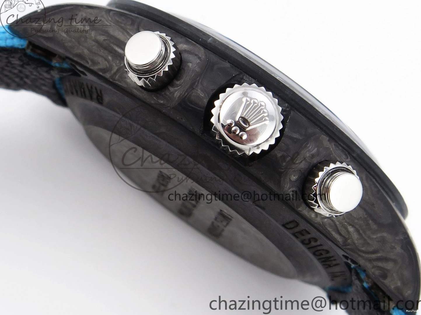 MiroTime 0319 Casual Daytona DIW Carbon Case and Bezel DIWF Edition White Blue Dial on Blue Nylon Strap A 1886